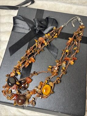 Esmor Multistrand Amber-Tone Beaded Statement Necklace - Women Jewelry